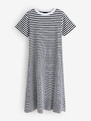 Navy/White Ribbed Stripe Jersey Dress - Image 1 of 1
