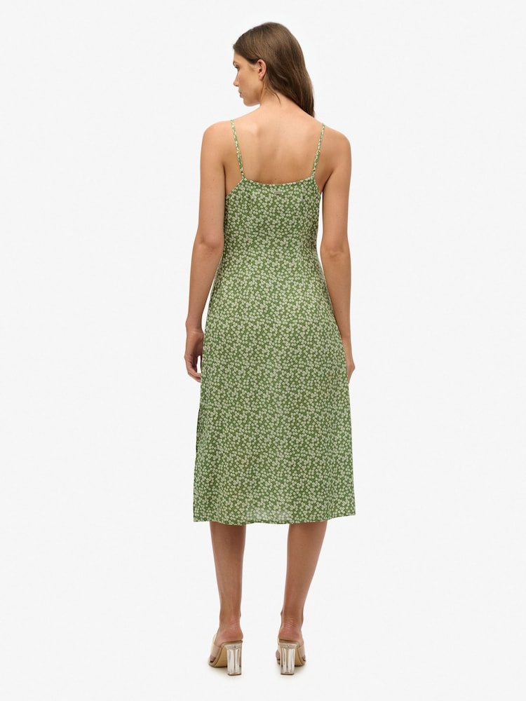 فستان متوسط الطول مطبوع بحمالات وأزرار أمامية من Superdry - صورة 2 من 7 فستان متوسط الطول مطبوع بحمالات وأزرار أمامية من Superdry - صورة 2 من 7