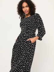 FatFace Mabel Black Polka Dot Petite Midi Dress - Image 3 of 6