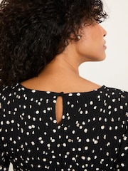 FatFace Mabel Black Polka Dot Petite Midi Dress - Image 6 of 6
