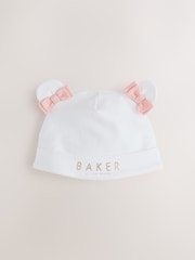 Baker by Ted Baker Flower Placement White Sleepsuit & Hat Set - Image 3 of 12