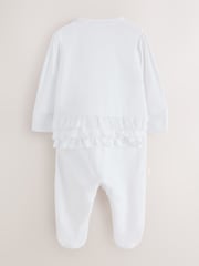 Baker by Ted Baker Flower Placement White Sleepsuit & Hat Set - Image 4 of 12