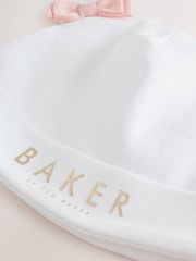 Baker by Ted Baker Flower Placement White Sleepsuit & Hat Set - Image 5 of 12