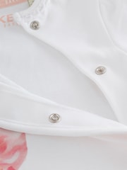 Baker by Ted Baker Flower Placement White Sleepsuit & Hat Set - Image 7 of 12