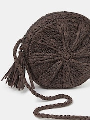 Accessorize Brown Raffia Circle Cross-Body Bag - Image 2 of 3