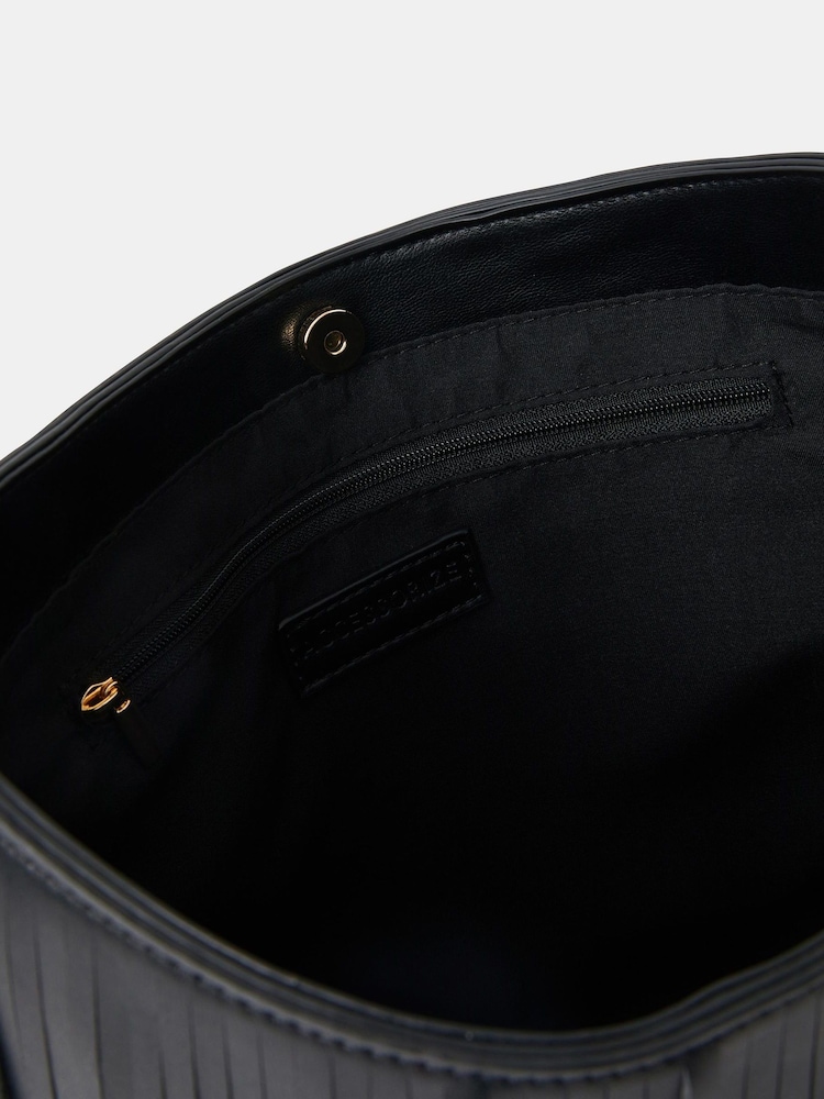 Accessorize Black Fringe Shoulder Bag - Image 3 of 3 Accessorize Black Fringe Shoulder Bag - Image 3 of 3
