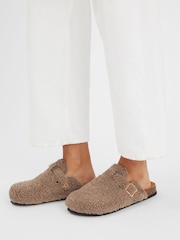 Accessorize Natural Borg Clog Slippers - Image 1 of 3