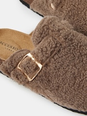 Accessorize Natural Borg Clog Slippers - Image 3 of 3
