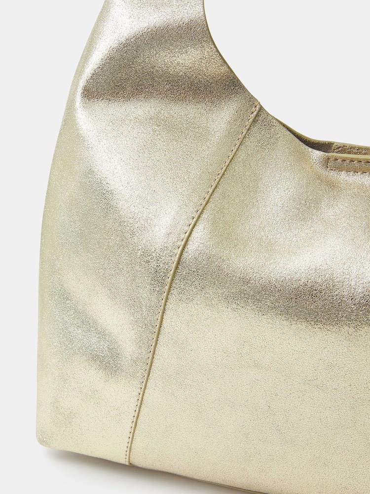Accessorize Gold Slouchy Suede Shoulder Bag - Image 2 of 2