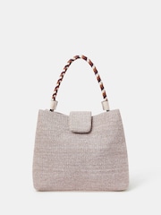 Accessorize Cream Braid Strap Woven Shoulder Bag - Image 1 of 3