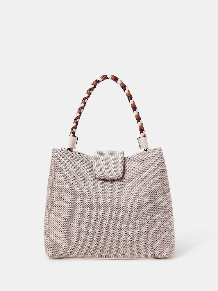 Accessorize Cream Braid Strap Woven Shoulder Bag - Image 1 of 3