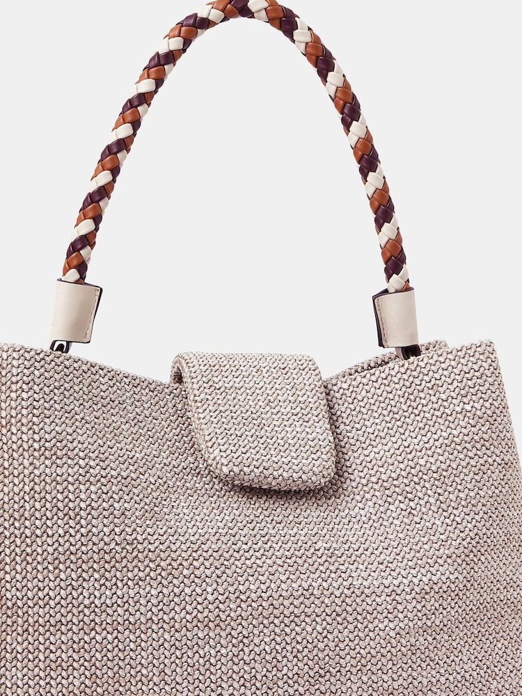 Accessorize Cream Braid Strap Woven Shoulder Bag - Image 2 of 3