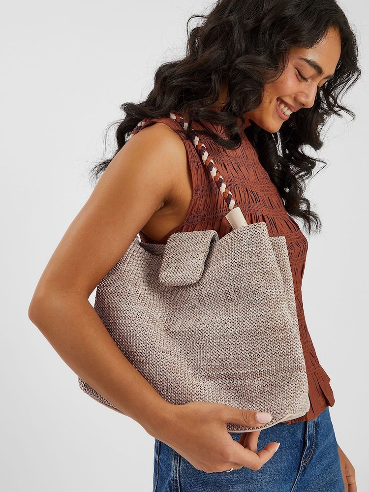 Accessorize Cream Braid Strap Woven Shoulder Bag - Image 3 of 3