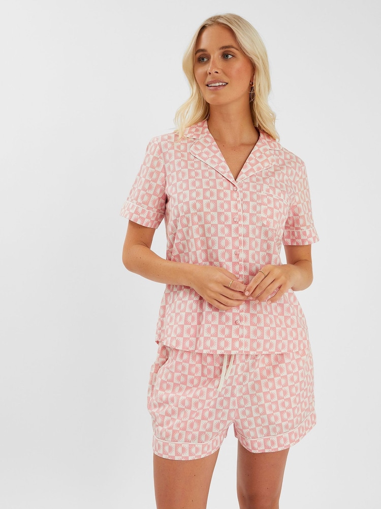 Accessorize Checkerboard Sun Print Short Pyjamas Set - Imagem 1 de 4