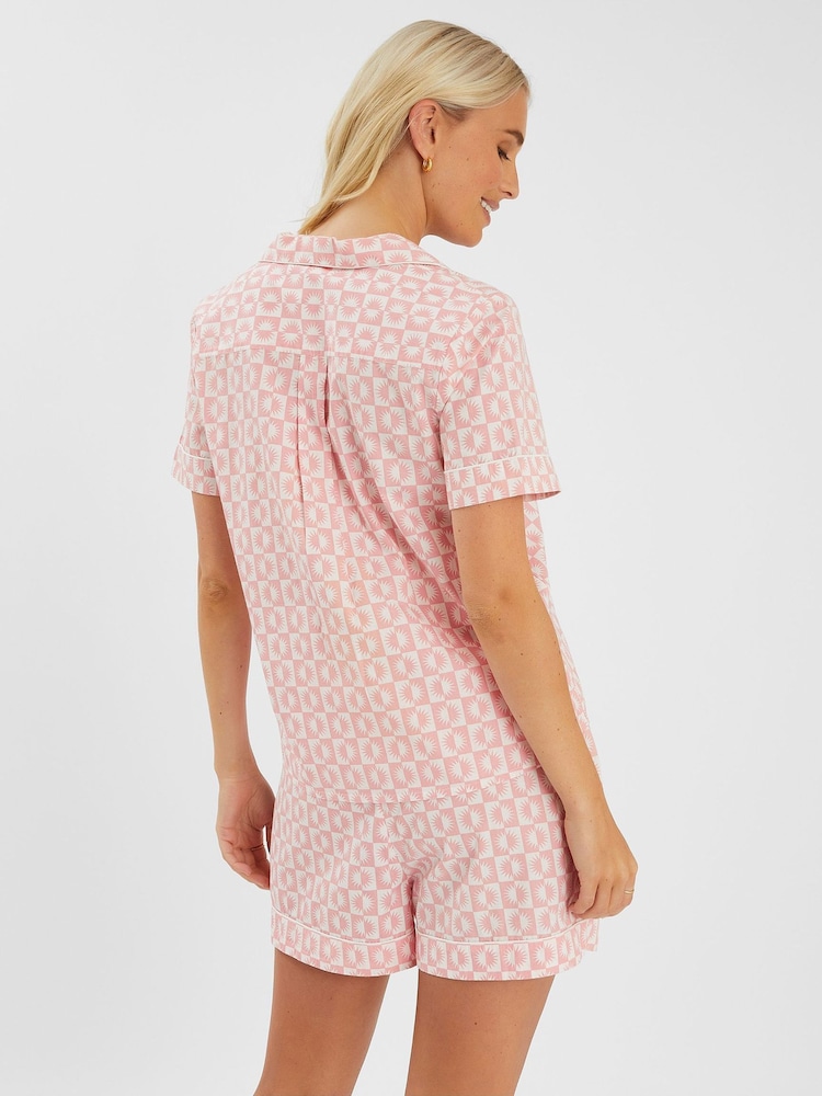 Accessorize Checkerboard Sun Print Short Pyjamas Set - Imagem 2 de 4