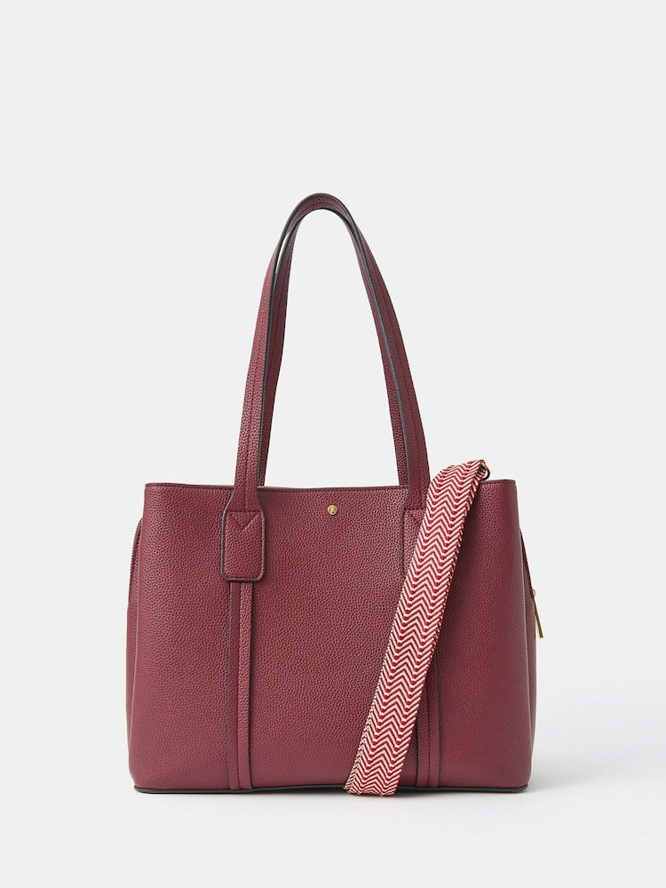 Accessorize Red Webbing Strap Faux Leather Shoulder Bag - Image 1 of 2