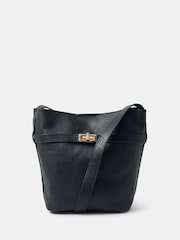 Accessorize Black Leather Bucket Cross-Body Bag - Image 1 of 2