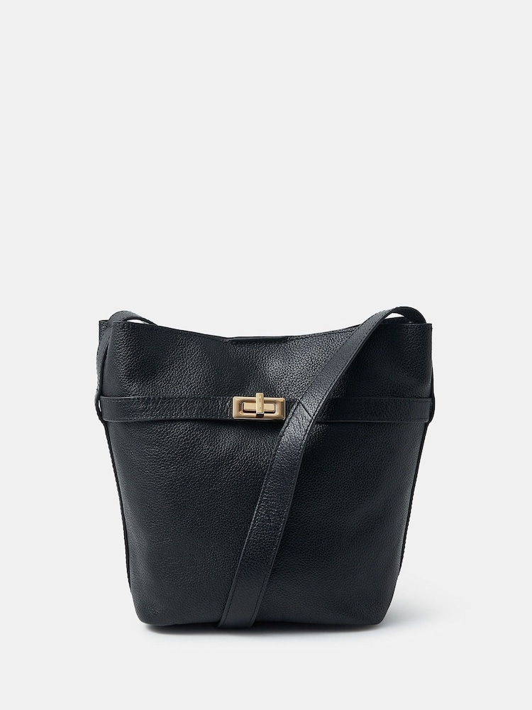 Accessorize Black Leather Bucket Cross-Body Bag - Image 1 of 2
