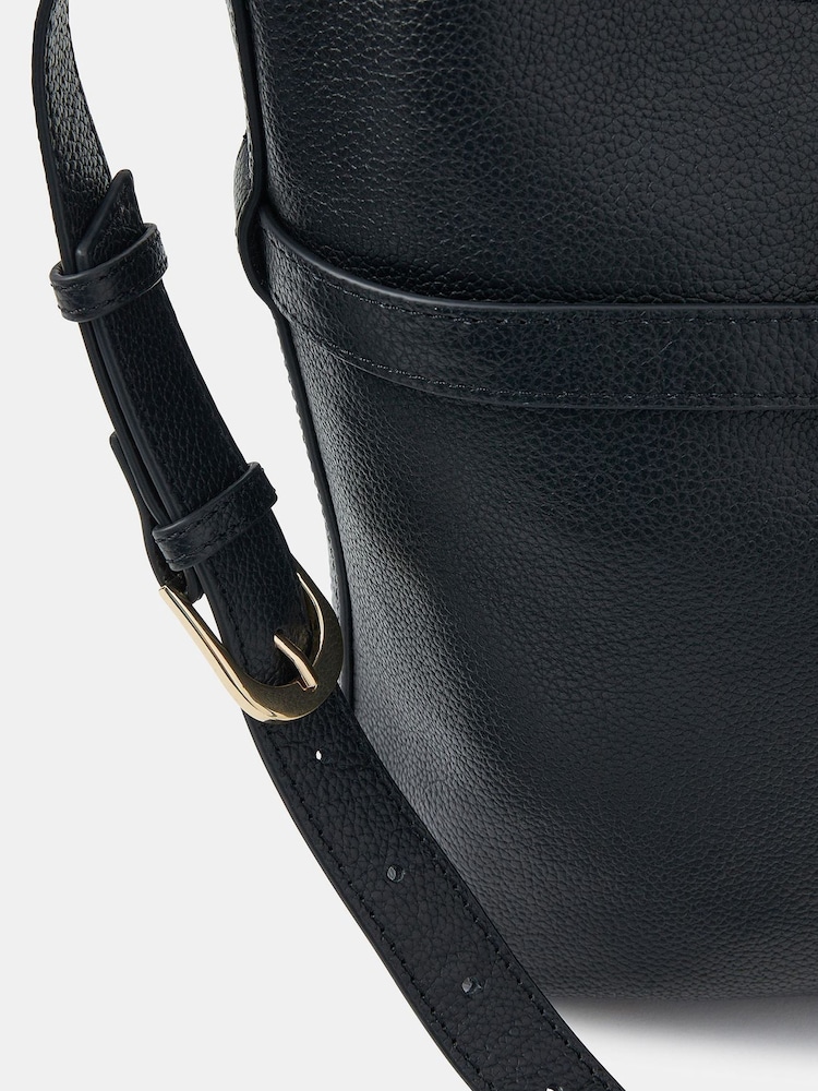 Accessorize Black Leather Bucket Cross-Body Bag - Image 2 of 2