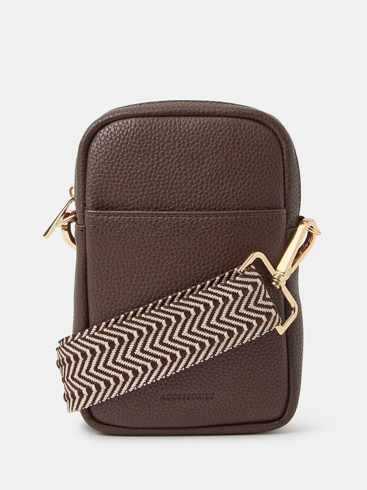 Accessorize Brown Slip Pocket Phone Bag - Image 1 of 2 Accessorize Brown Slip Pocket Phone Bag - Image 1 of 2