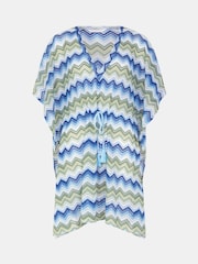 Accessorize Blue Zig Zag Crochet Mini Kaftan - Image 3 of 4