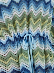 Accessorize Blue Zig Zag Crochet Mini Kaftan - Image 4 of 4