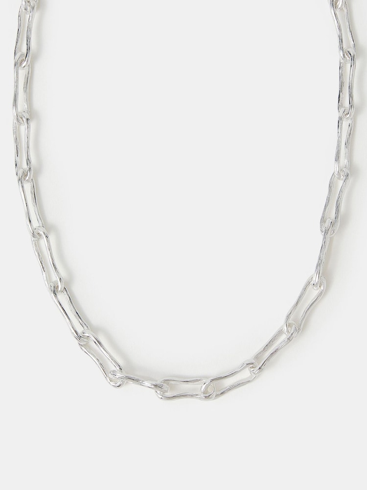 Accessorize Silver Tone Sterling Chunky Molten Link Necklace - Image 1 of 2