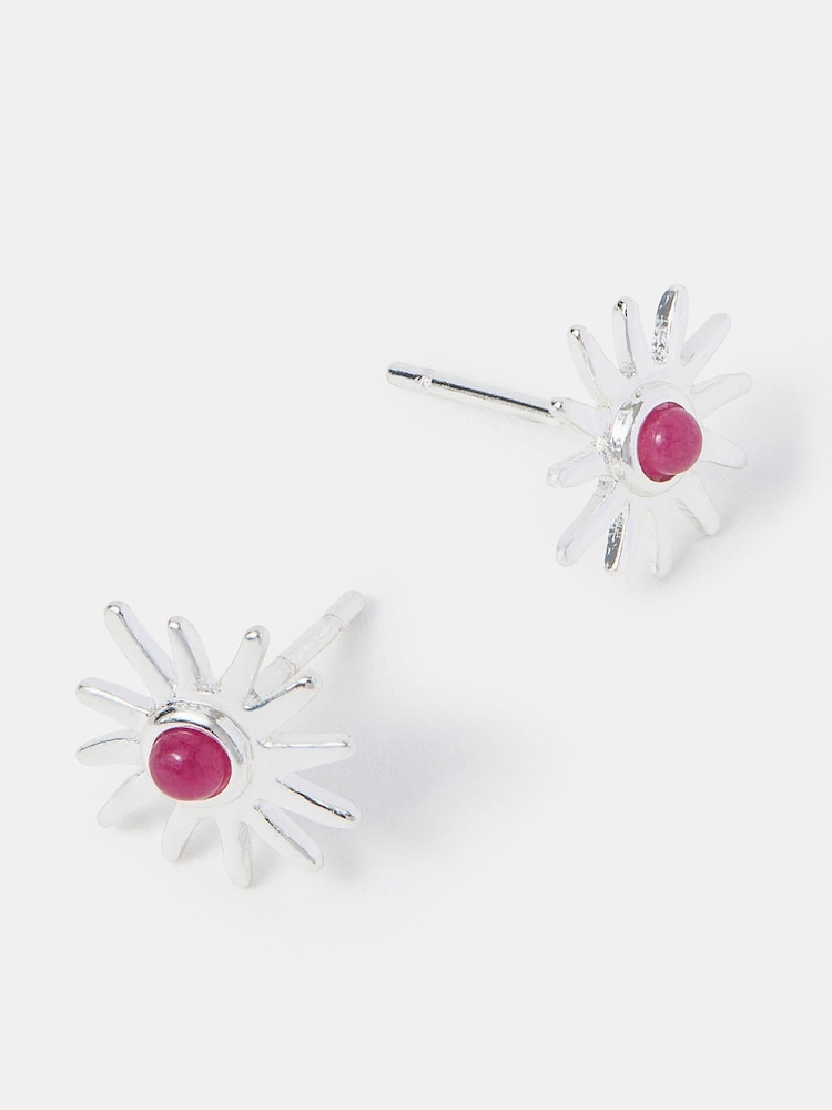 Accessorize Silver Tone Sterling Sun Quartz Stud Earrings - Image 1 of 1