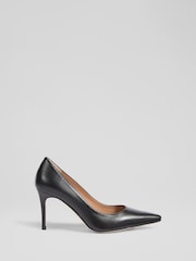 LK Bennett Black Floret New Leather Pointed Courts - Image 1 of 4