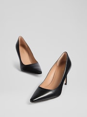 LK Bennett Black Floret New Leather Pointed Courts - Image 3 of 4
