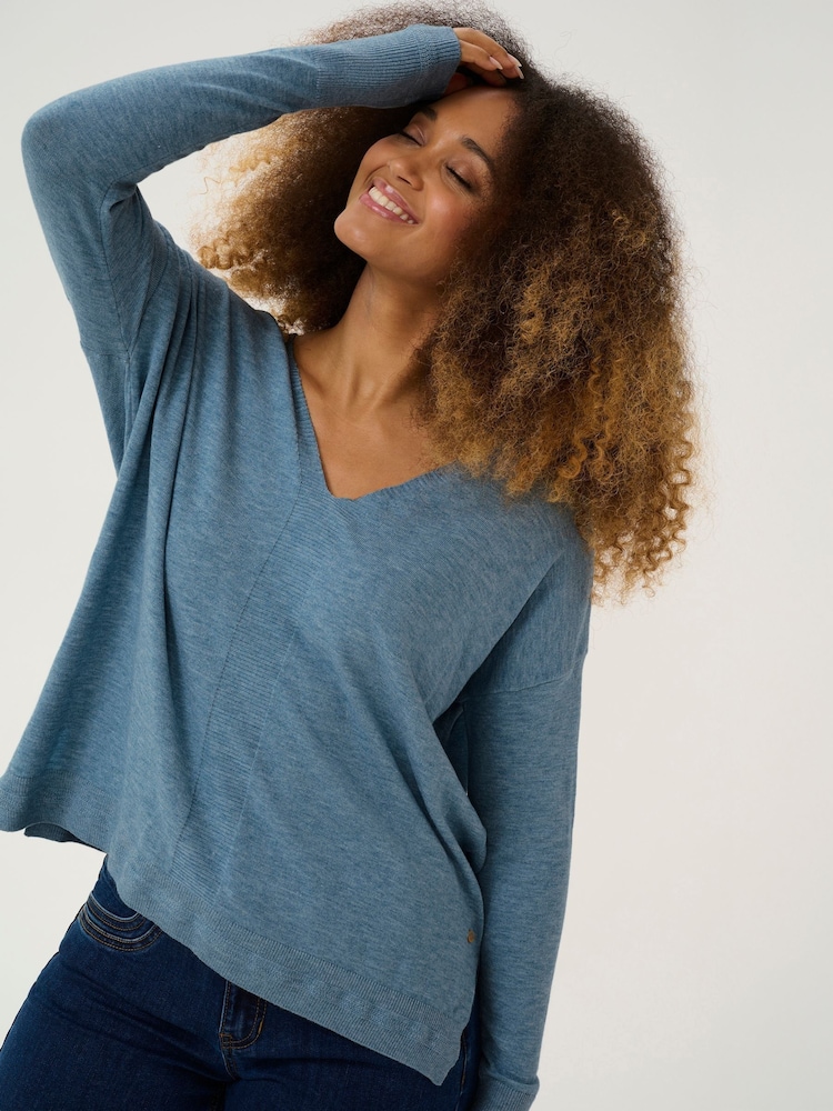 Cream Blue CRDela Long Sleeve V-Neck Jumper - Image 2 of 6 Cream Blue CRDela Long Sleeve V-Neck Jumper - Image 2 of 6