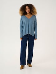 Cream Blue CRDela Long Sleeve V-Neck Jumper - Image 3 of 6