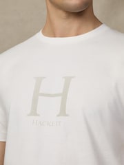 Weiß - Hackett Classic Fit Blue Heritage Graphic Print T-Shirt - Bild 2 von 6