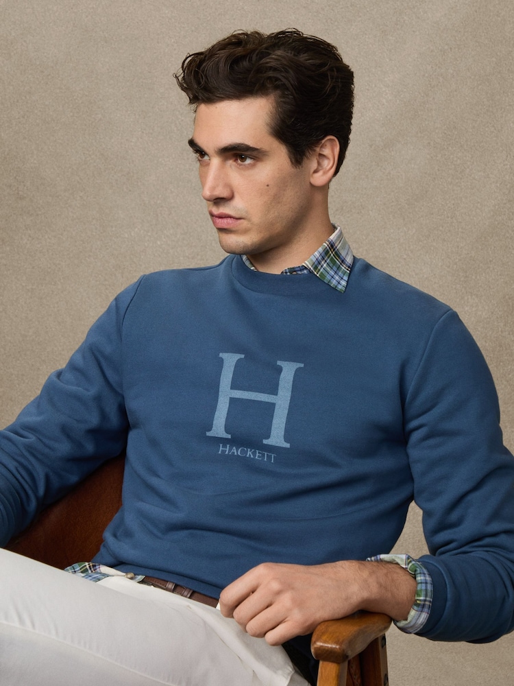 Hackett Blue Heritage Logo Crew Neck Sweater - Image 1 of 6