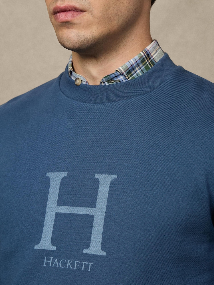 Hackett Blue Heritage Logo Crew Neck Sweater - Image 2 of 6