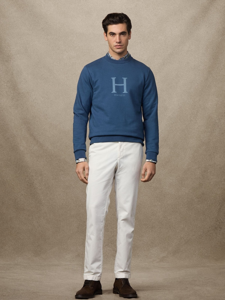 Hackett Blue Heritage Logo Crew Neck Sweater - Image 6 of 6
