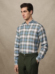 Hackett Classic Fit Green 100% Linen Madras Shirt - Image 2 of 7