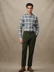 Hackett Classic Fit Green 100% Linen Madras Shirt - Image 4 of 7