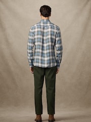 Hackett Classic Fit Green 100% Linen Madras Shirt - Image 5 of 7