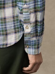 Hackett Classic Fit Green 100% Linen Madras Shirt - Image 7 of 7