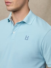 Hackett Classic Fit Blue Short Sleeve Madras Trim Polo Shirt - Image 2 of 6