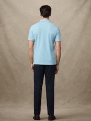Hackett Classic Fit Blue Short Sleeve Madras Trim Polo Shirt - Image 5 of 6