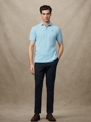 Hackett Classic Fit Blue Short Sleeve Madras Trim Polo Shirt - Image 6 of 6