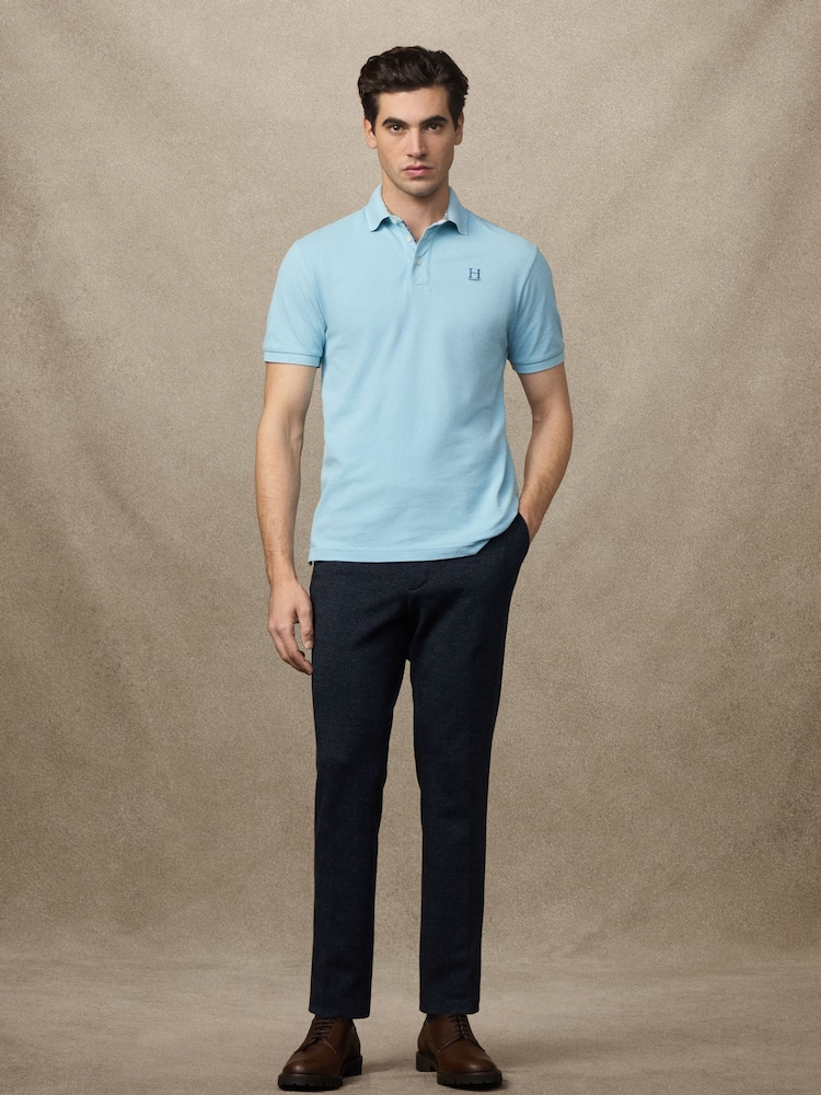 Hackett Classic Fit Blue Short Sleeve Madras Trim Polo Shirt - Image 6 of 6 Hackett Classic Fit Blue Short Sleeve Madras Trim Polo Shirt - Image 6 of 6