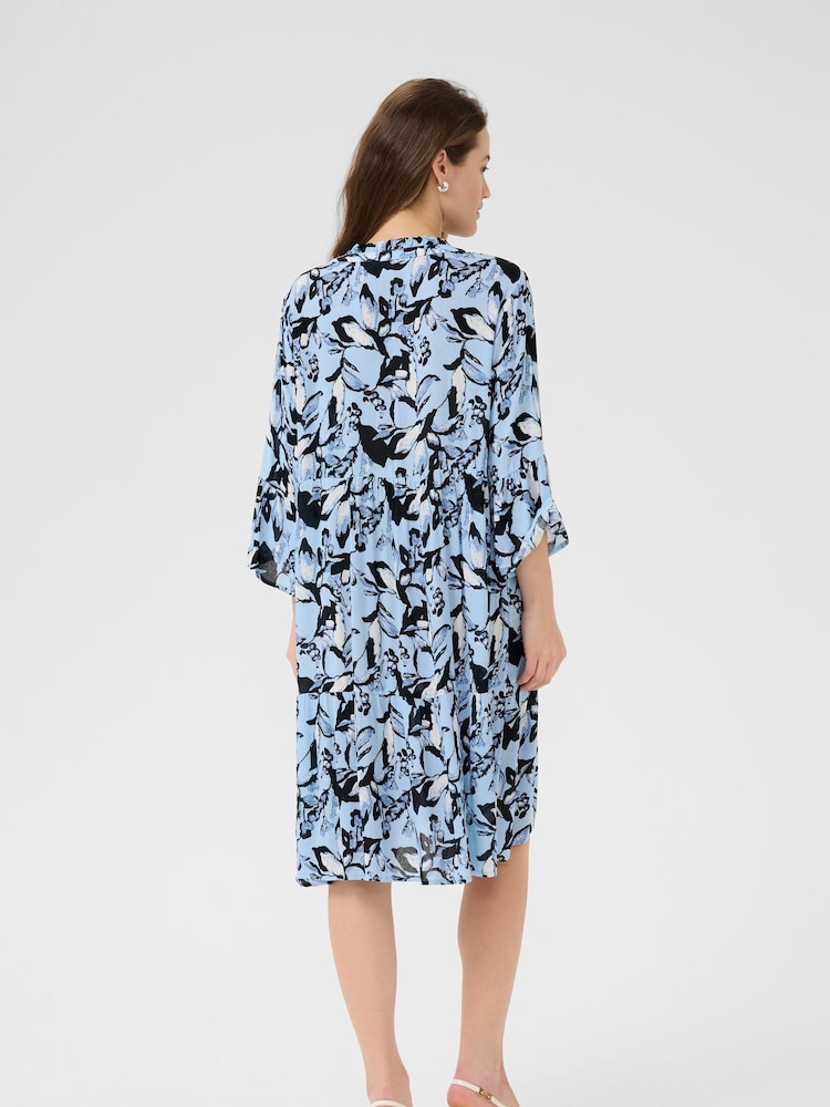 Kaffe Blue KAhera Amber Printed Knee Length Dress - Image 2 of 6 Kaffe Blue KAhera Amber Printed Knee Length Dress - Image 2 of 6