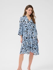 Kaffe Blue KAhera Amber Printed Knee Length Dress - Image 3 of 6
