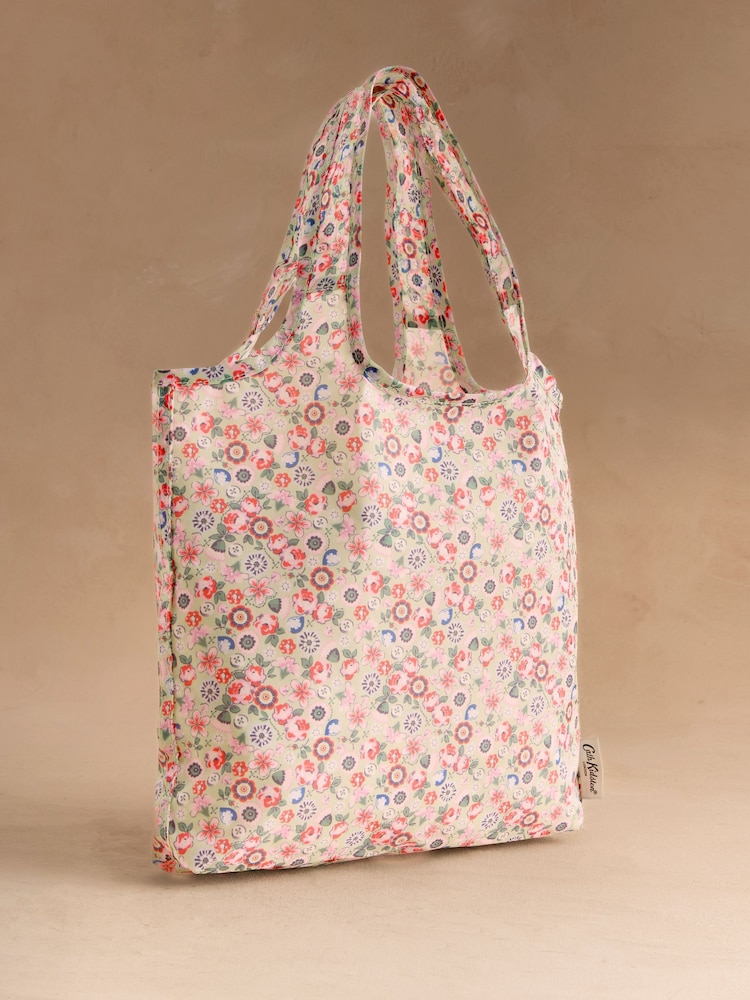 Cath Kidston Yellow Ditsy Floral Print Mini Foldaway Shopper Bag - Image 1 of 3