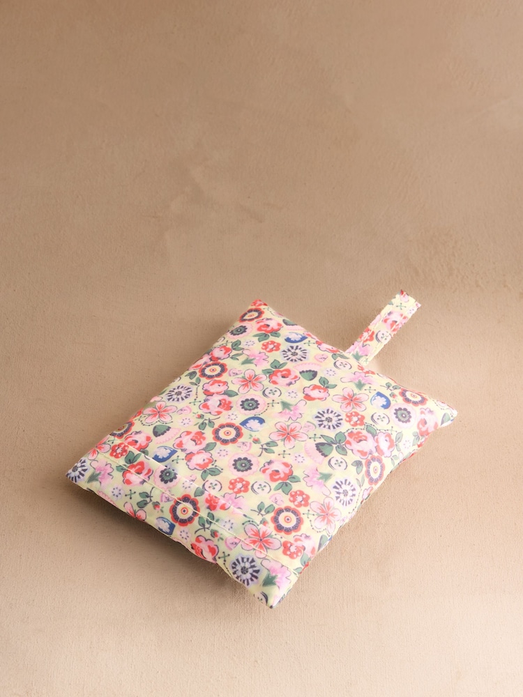 Cath Kidston Yellow Ditsy Floral Print Mini Foldaway Shopper Bag - Image 3 of 3