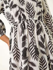 Roman Black Petite Abstract Leaf Midi Dress - Image 5 of 5