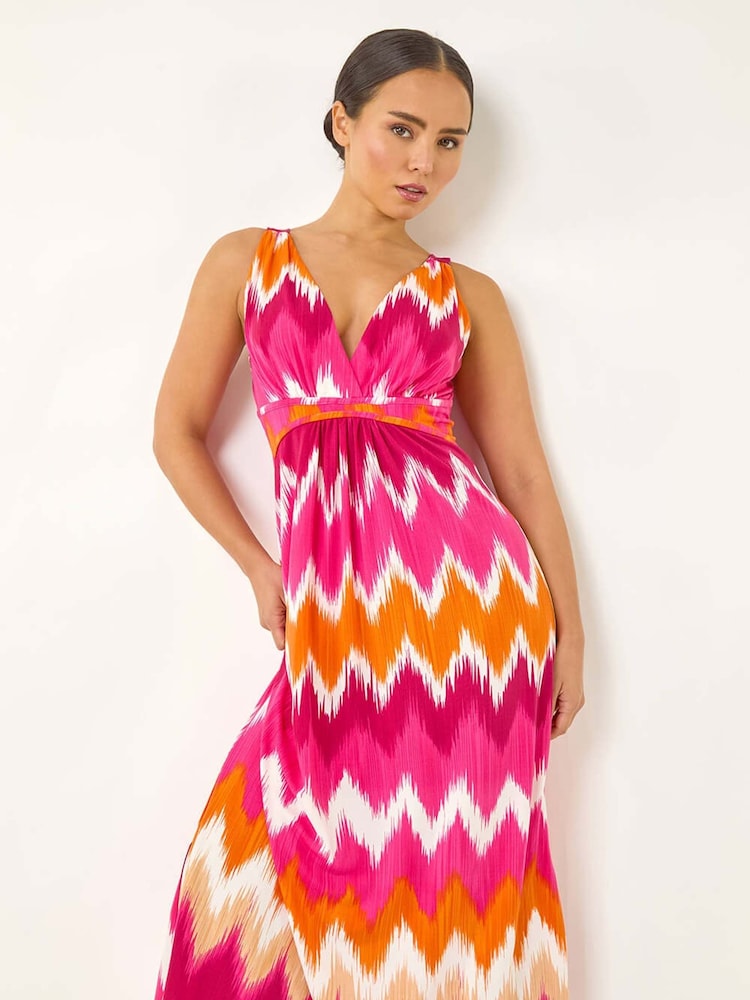 Roman Pink Petite Aztec Print V-Neck Maxi Dress - Image 1 of 5